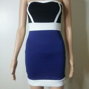 Strapless color block dress